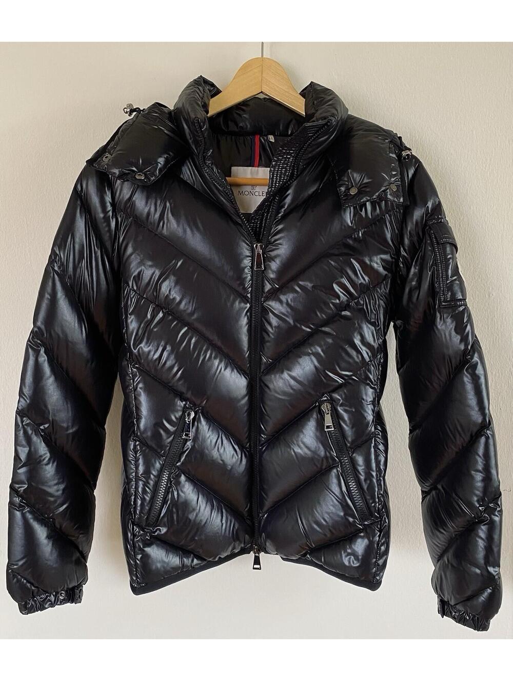 Moncler Black Brouel Hooded Quilted Jacket Goose Down Size 2